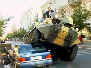 carcrush Tank Crushes Illegally Parked Car