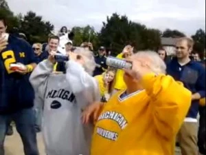 grandmaschugbeer Grandmas chug beer at Michigan tailgate