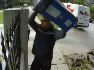 Fed Ex delivery man throws monitor Fed Ex delivery man throws monitor
