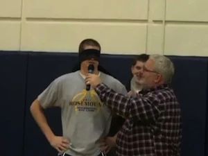 kissing pep rally kissing pep rally high school winter captains parents Rosemount High school minnesota