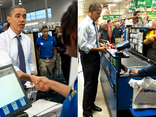 Obama shops at Best Buy, PetSmart Obama shops at Best Buy, PetSmart