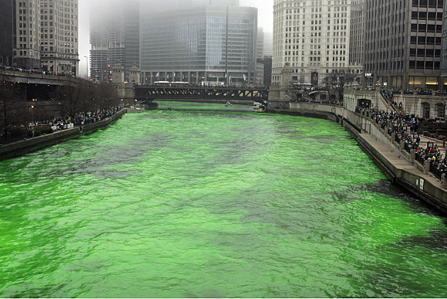 Chicago River dyed green for St. Patrick's Day Chicago River dyed green for St. Patrick's Day