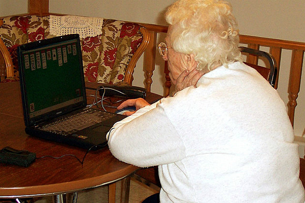 Grandma at the computer Grandma at the computer
