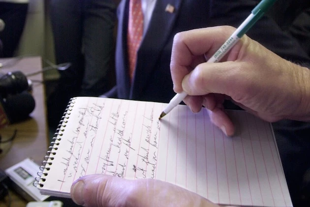 Kerry Officially Files for New Hampshire Primary, Launches Bus Tour notebook writing Kerry Officially Files for New Hampshire Primary, Launches Bus Tour